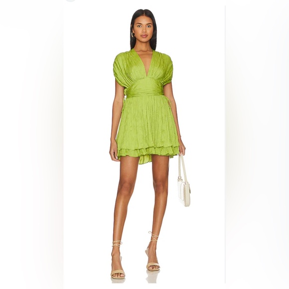 Free People Bonny Mini Dress in Citron Silk. Size S - Picture 2 of 13